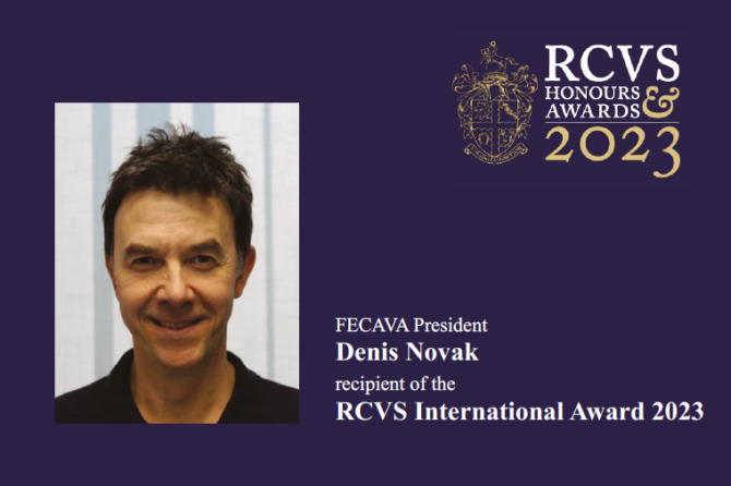 FECAVA President  Denis Novak receives the  RCVS International Award 2023